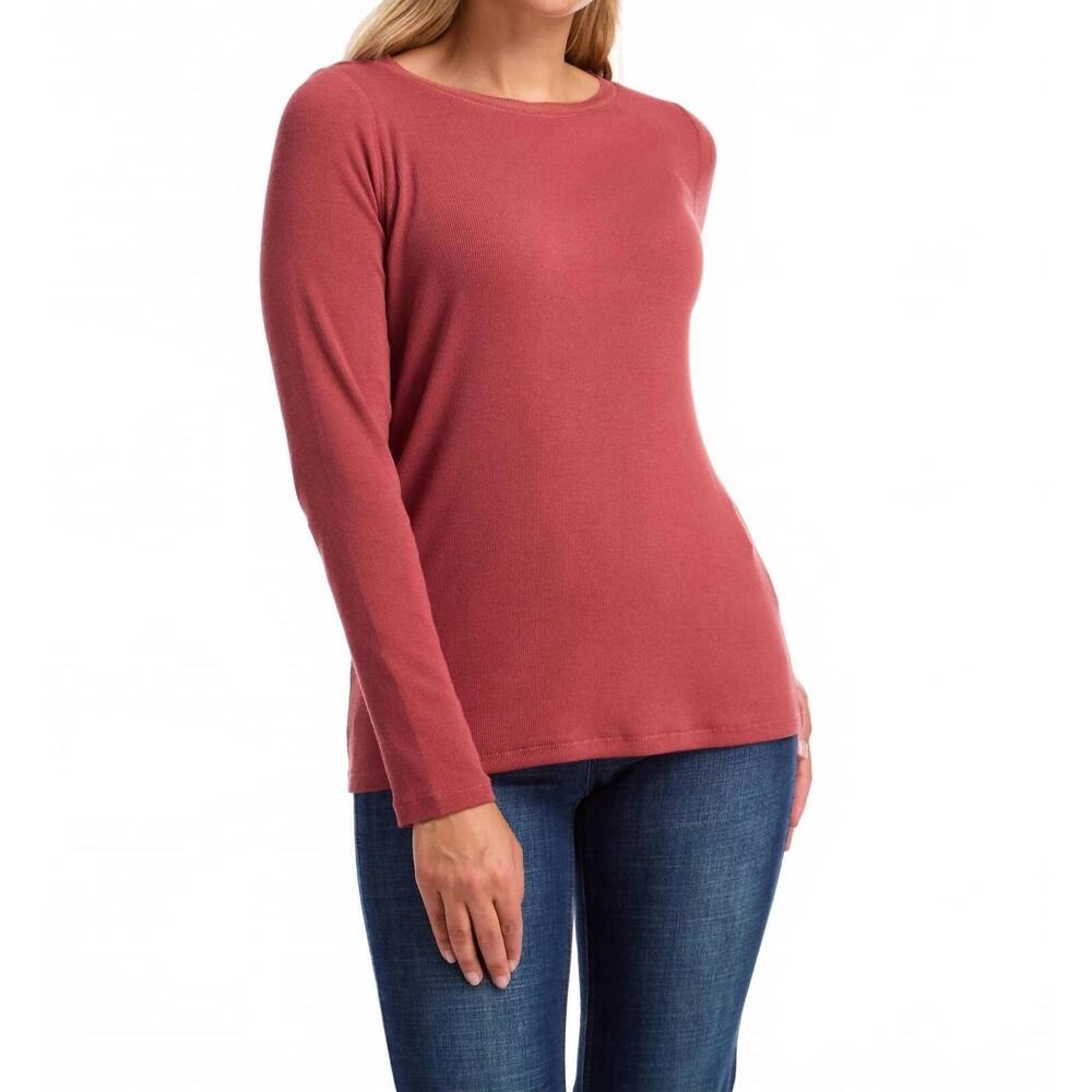 NEW FDJ crew neck rib sparkle tee in rust red